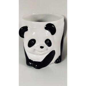 Vintage HENRIKSEN IMPORTS 3-D Panda Bear Black & White Ceramic MUG JAPAN
